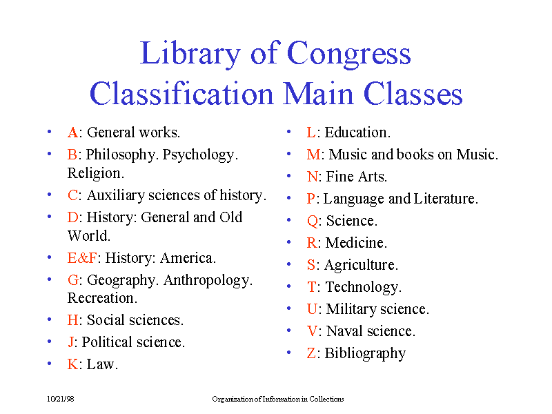 Library Of Congress Classification