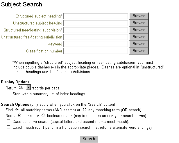 Library Of Congress Classification Example