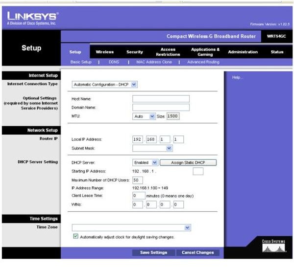 Linksys Router Login Page