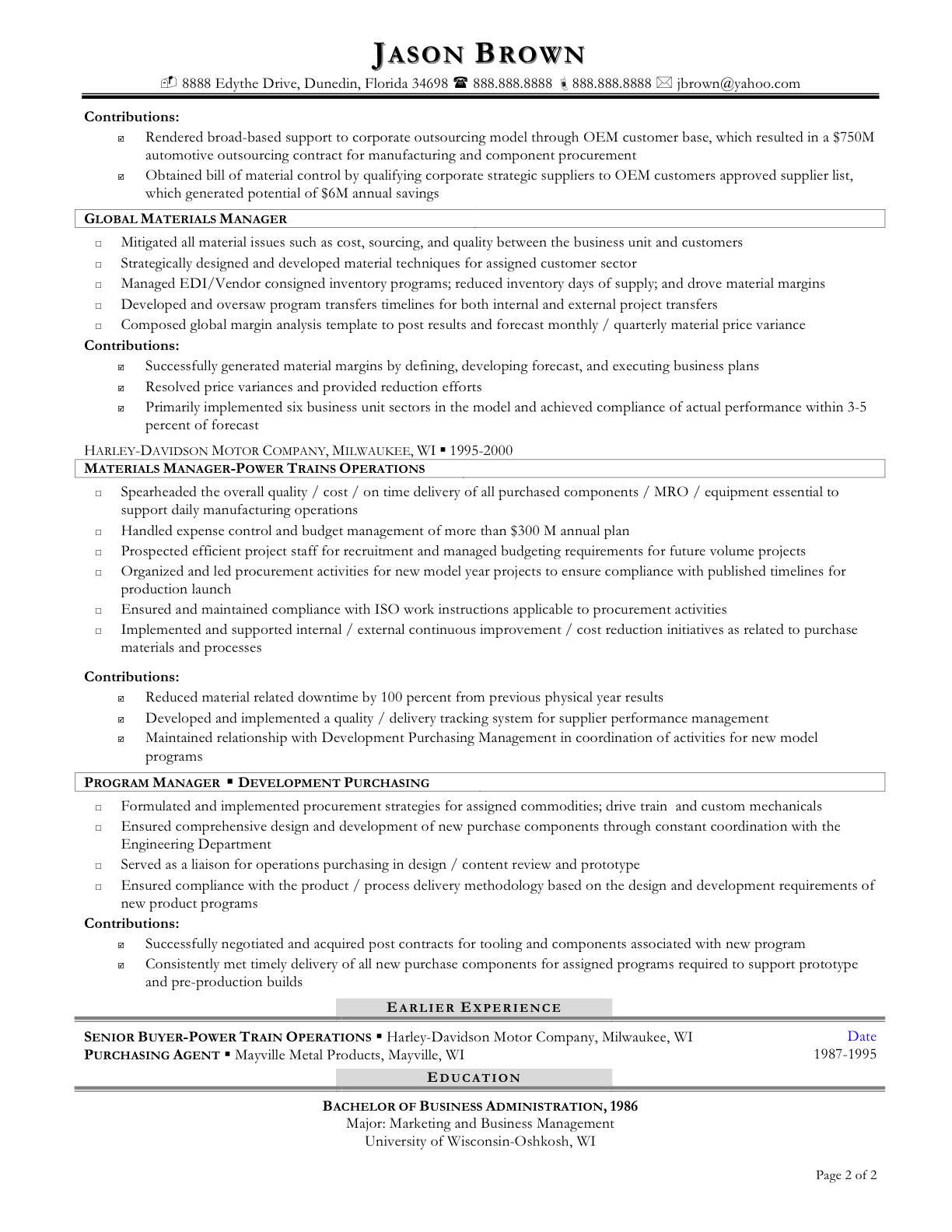 Management Consulting Resume