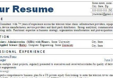 Management Consulting Resume Review