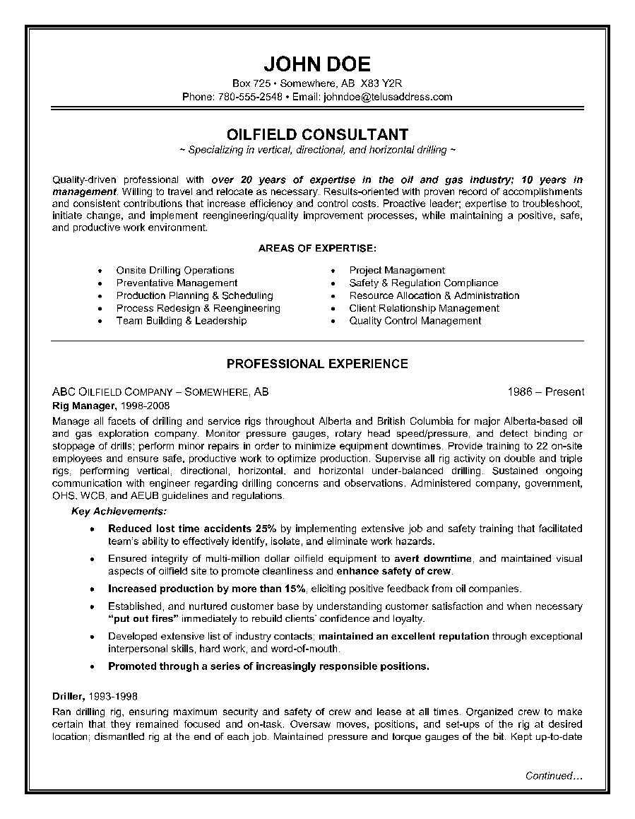 Management Consulting Resume Sample