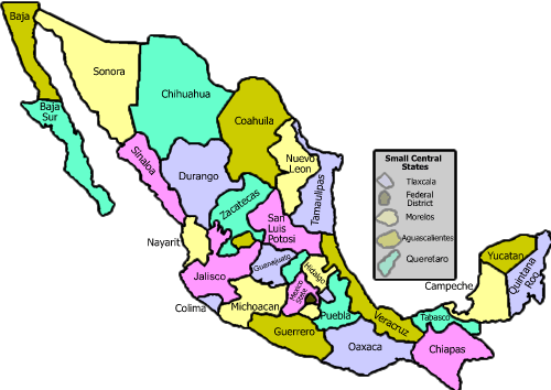 Map Of Mexico States And Cities