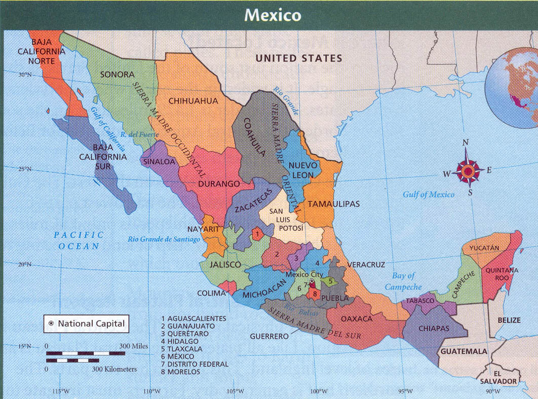 Map Of Mexico States And Cities