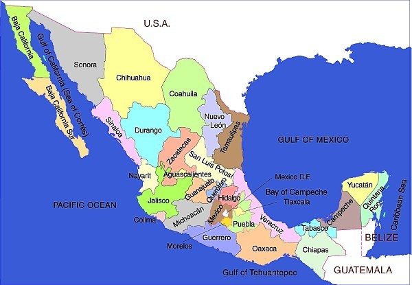 Map Of Mexico States And Cities