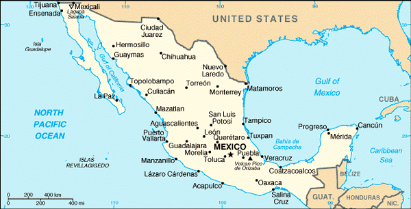 Map Of Mexico States And Cities