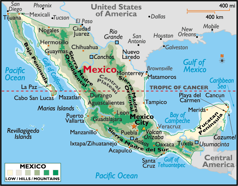 Map Of Mexico States And Cities