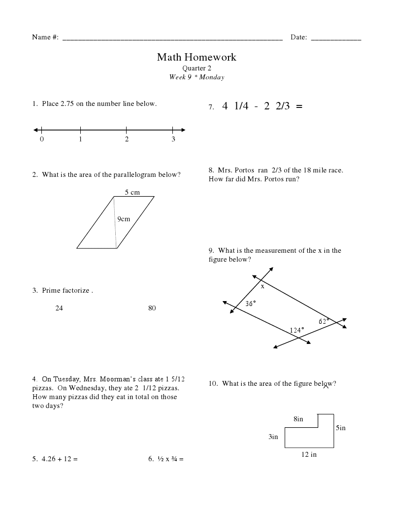 Maths Homework Sheets Year 7