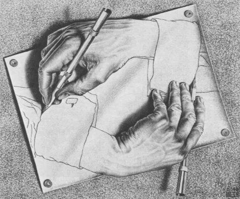 Mc Escher Hands Drawing Hands Meaning