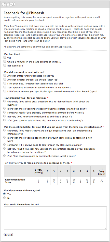 Meeting Feedback Forms Template