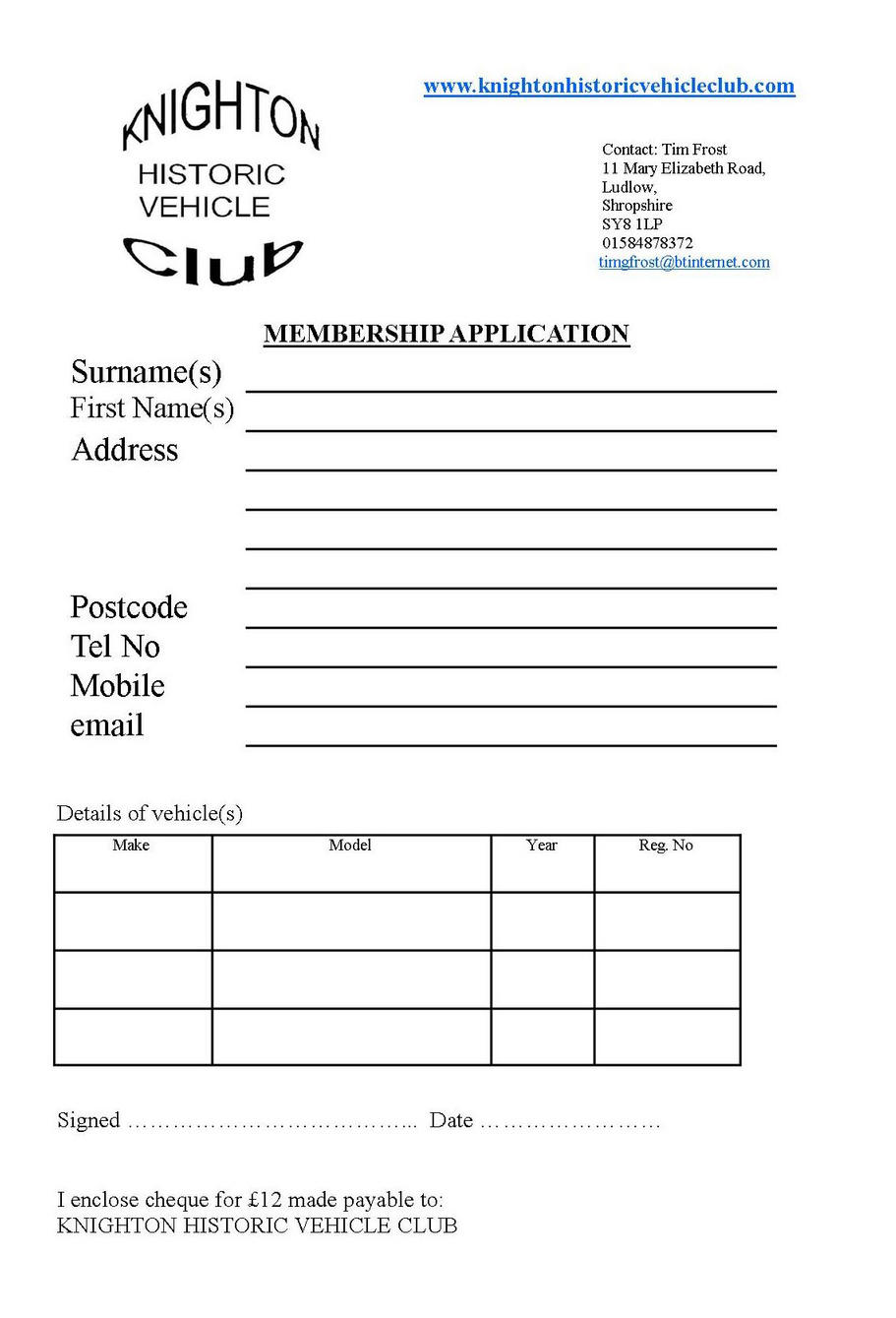 Membership Form Design