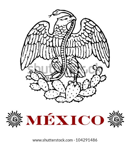 Mexico Flag Symbol Black And White