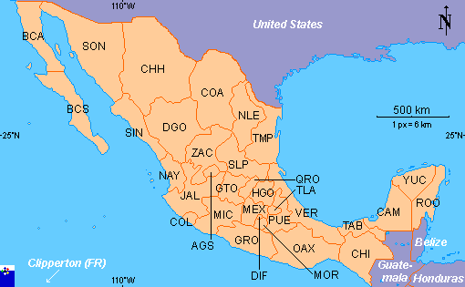 Mexico Map With States