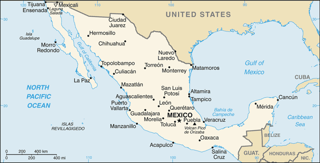 Mexico Map With States And Cities