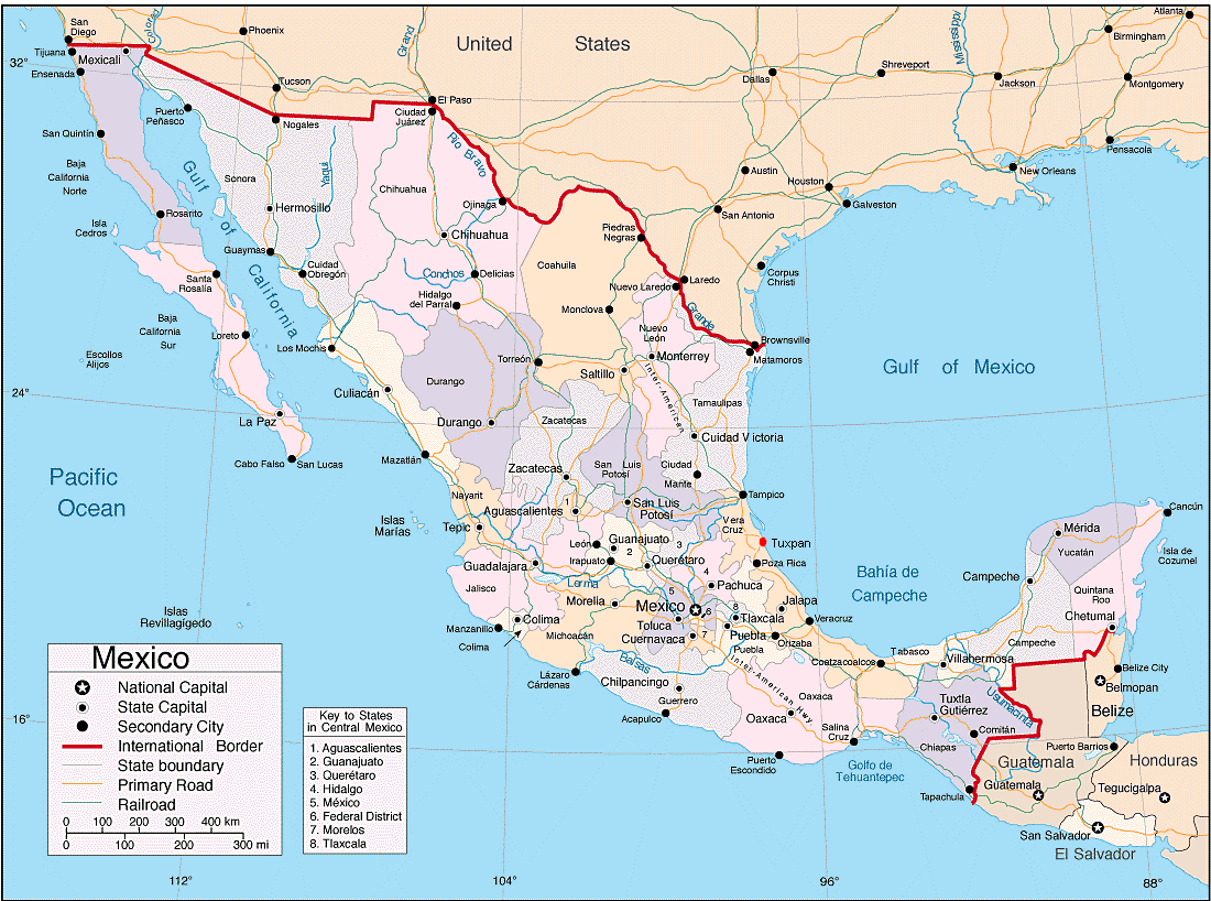 Mexico Mapa Estados