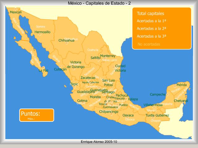 Mexico Mapa Estados Y Capitales