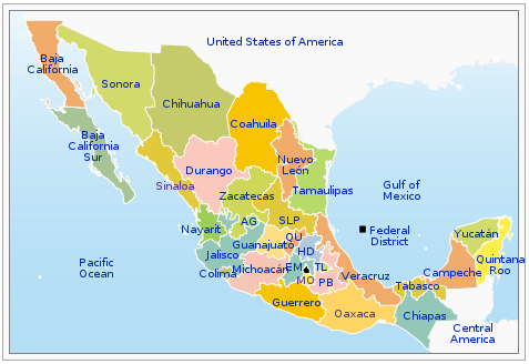 Mexico States And Capitals