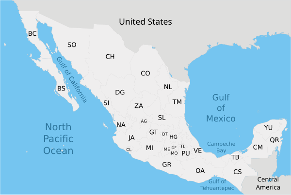 Mexico States List Alphabetical