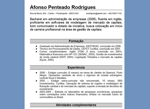 Modelos De Curriculum Vitae Moderno Em Portugues