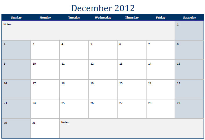 Month Calendar 2012 Printable