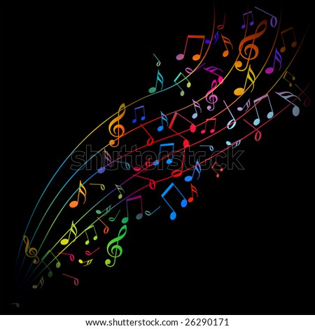 Music Notes Background Black