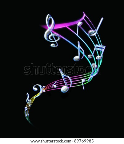 Music Notes Background Black