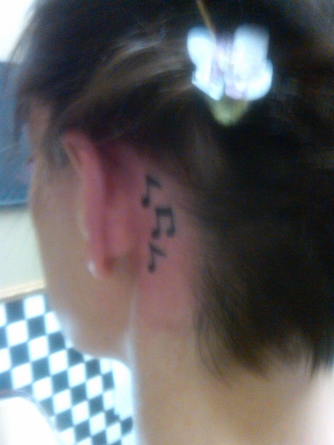 Music Notes Tattoos Behind The Ear