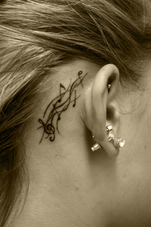 Music Symbols Tattoos Behind Ear