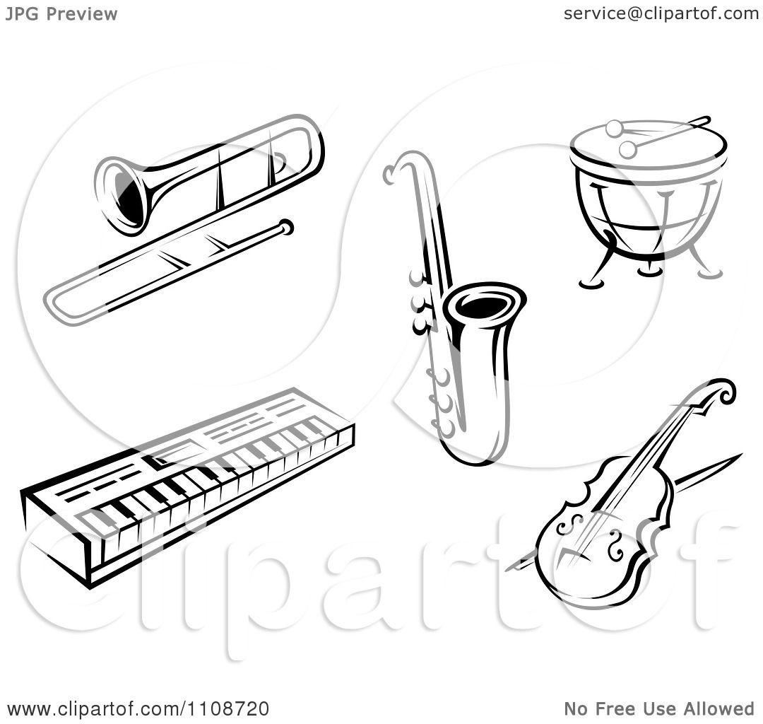 Musical Instruments Clipart Black And White