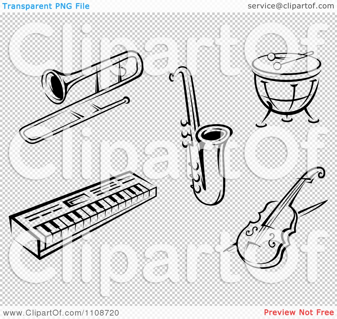 Musical Instruments Clipart Black And White