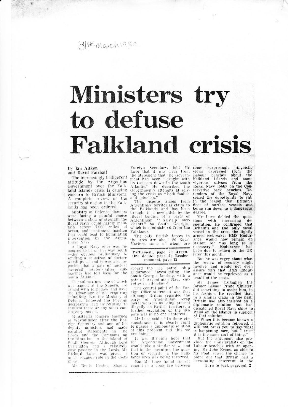 Newspaper Headlines 1982