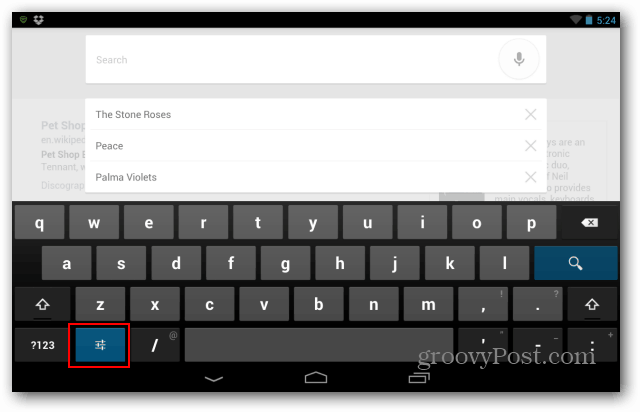 Nexus 7 Settings Button