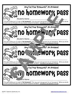 No Homework Pass Template