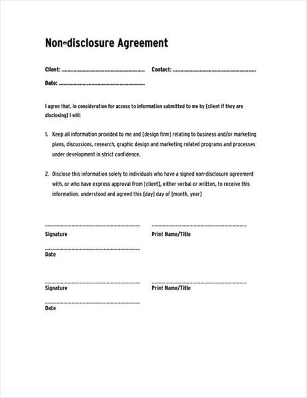 Non Disclosure Agreement Template Free Ireland