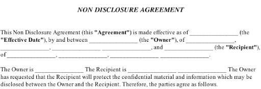 Non Disclosure Agreement Template Pdf