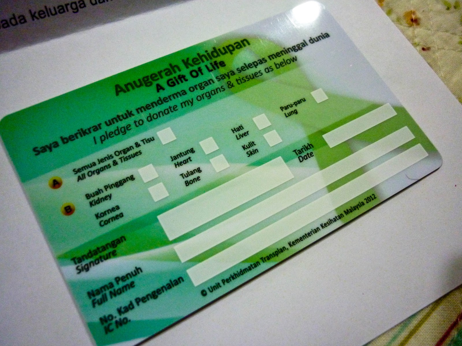 Organ Donation Form Malaysia