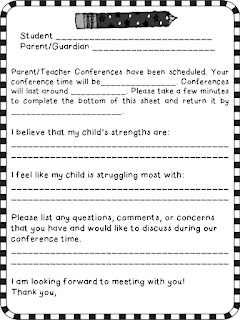 Parent Teacher Conference Sign Up Sheet