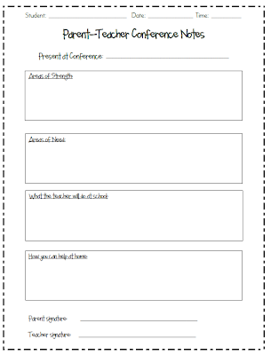 Parent Teacher Conference Sign Up Sheet