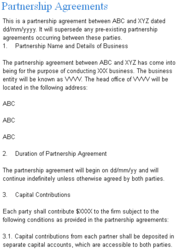 Partnership Agreement Example Document