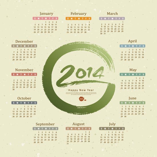 Photoshop Calendar Template 2014