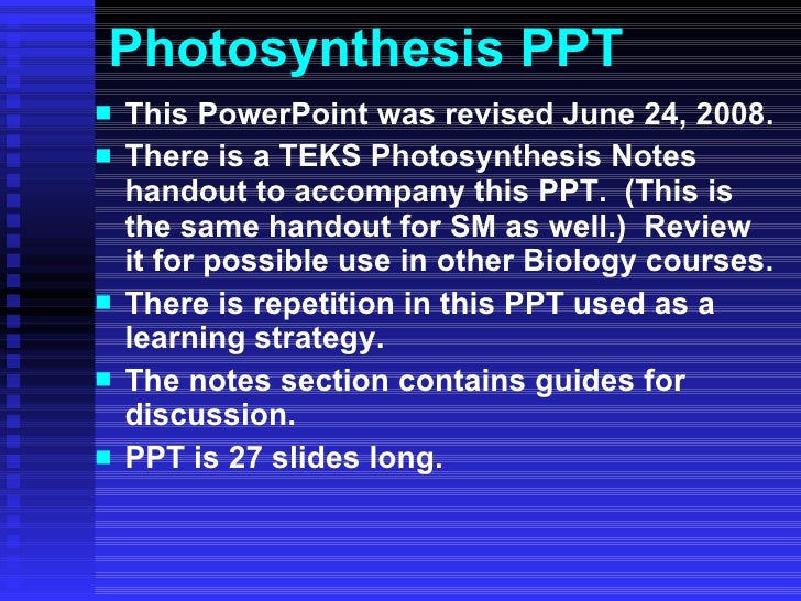 Photosynthesis Process Ppt