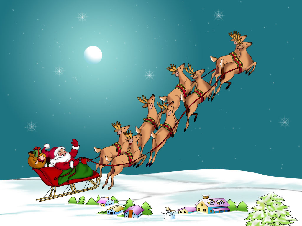 Pictures Of Santa Claus And His Reindeer