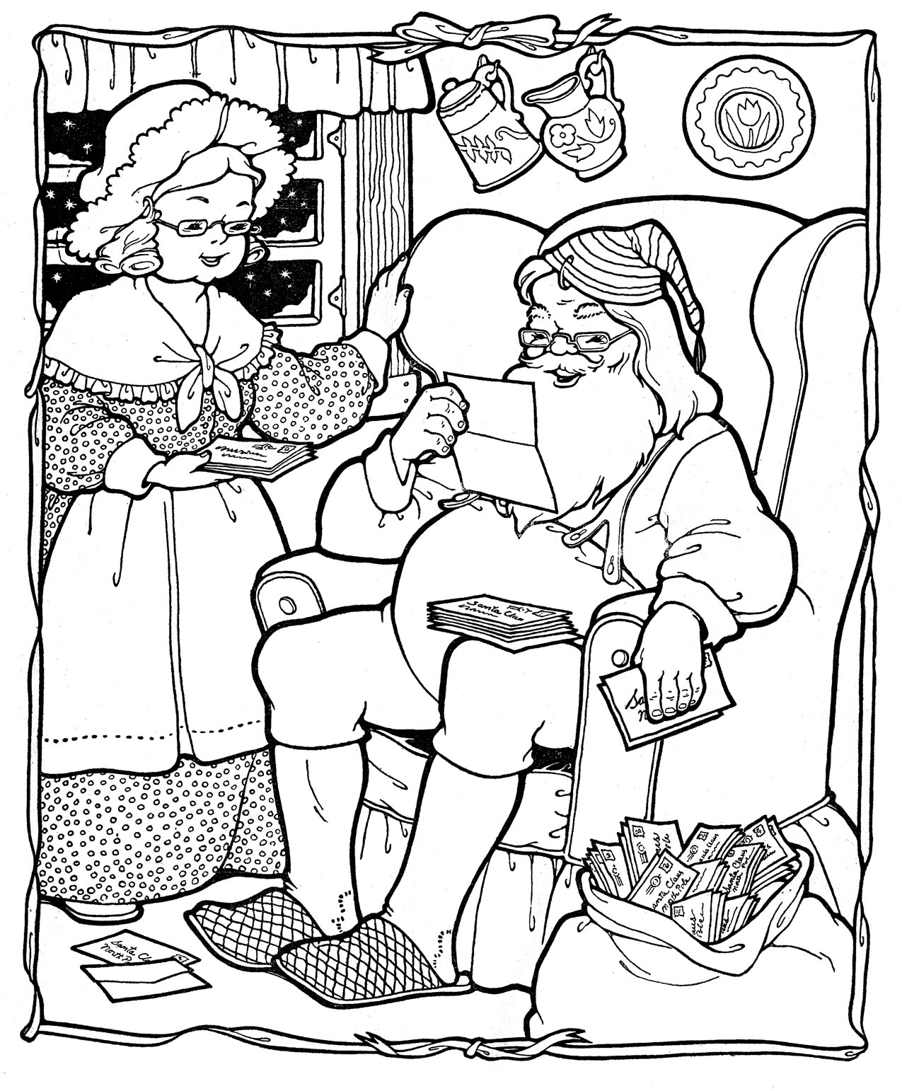 Pictures Of Santa To Colour