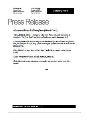 Press Release Event Template