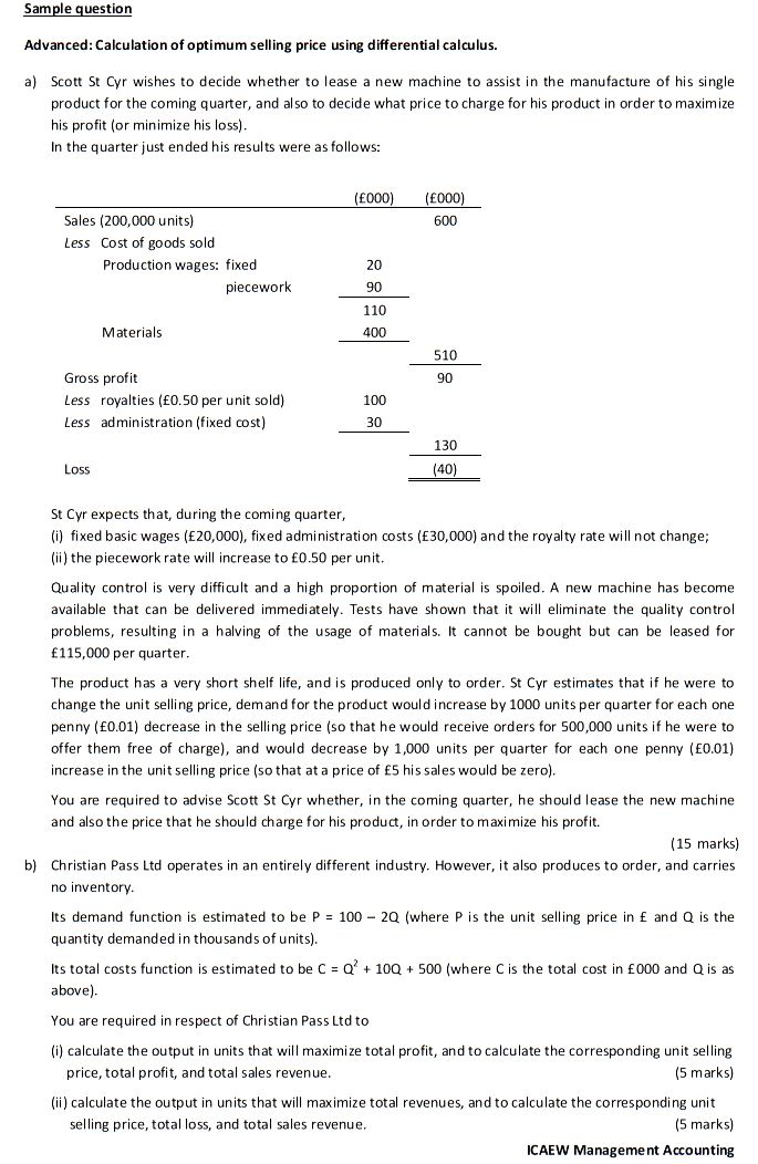 Pricing Decisions In Management Accounting