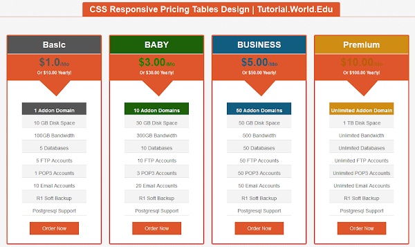 Pricing Table Css Html