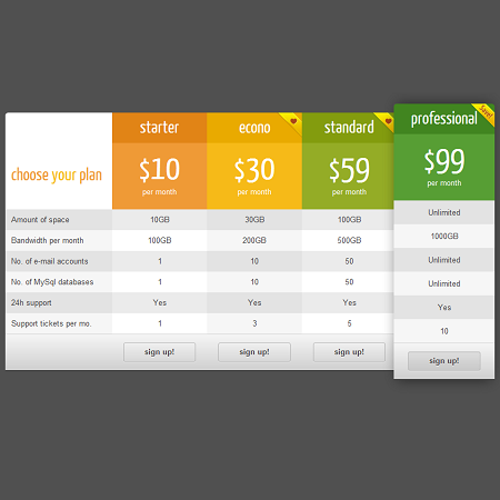 Pricing Table Css3