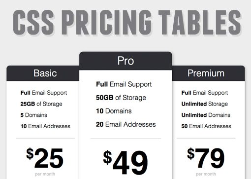 Pricing Table Template Psd