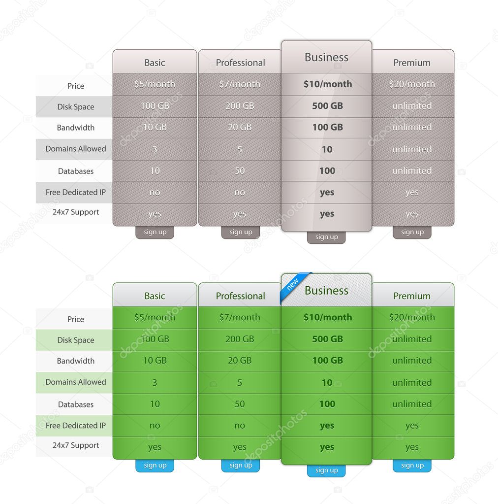 Pricing Table Template Word