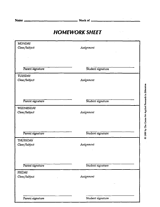 Printable Homework Sheets For Kids